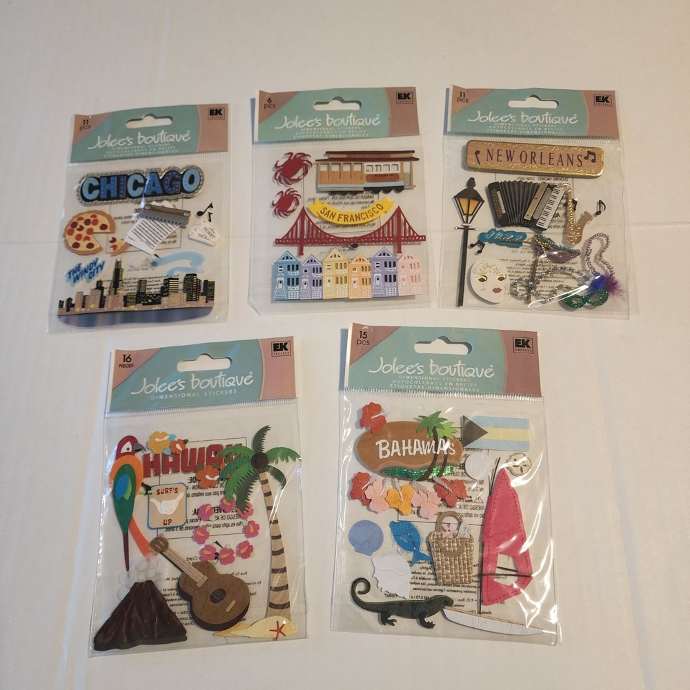 5 Scrapbook Stickers Lot Bundle Cities Travel Destinations Crafts DIY