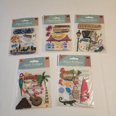 5 Scrapbook Stickers Lot Bundle Cities Travel Destinations Crafts DIY
