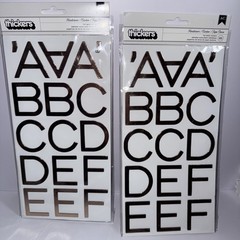 American Craft Thickers Sticko Alphabet Stickers Silver, Gold, Black Lot of 12