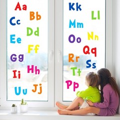 9 Sheet Alphabet Letters Window Clings 26 Uppercase & Lowercase Letters Reusa…
