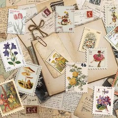 Vintage Postage Stamp Stickers for Scrapbook, 100 Pcs Deco Fake 100