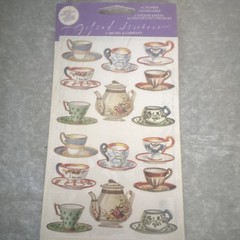 Michel & Company Gilted Stickers Tea Time Teacups & Teapots, 2 Sheets, Acid-Free