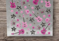 Metallic Rock Star Stickers Pink Guitars Scrapbooking Jo-Ann Busy Kids Camp NEW