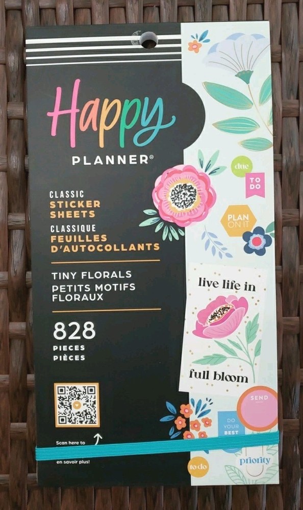 Happy Planner Classic Sticker Sheets Tiny Florals 828 Pieces Value Pack