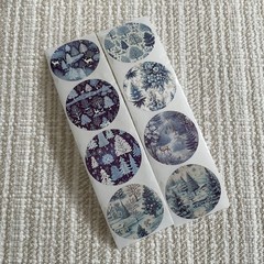 24 Blue Winter Holiday Stickers, 1.5” Envelope Seals