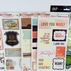 Glitz Scrapbook Stickers Embellishments Amy Tangerine Studio Calico LOT of 23 C