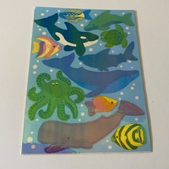 Vintage Sandylion Mother Of Pearl Ocean Stickers Whales Dolphin Fish & More