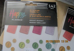 NEW LOT OF 3 Pack Happy Planner Bright Budget 15 Sticker Sheets 426 Pieces total