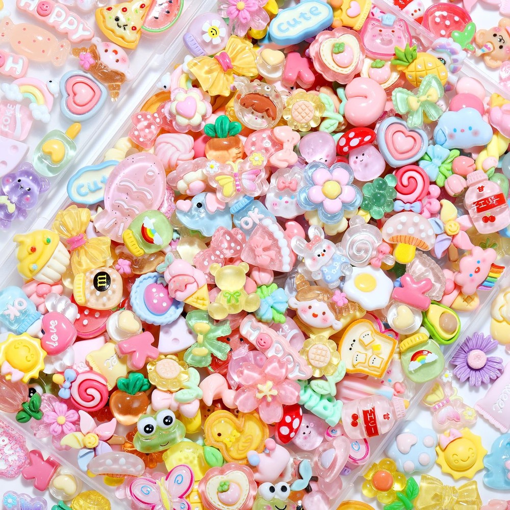 Zefy 120pcs Cute Slime Charms, No Repeating Jelly Resin Small, Multicolor
