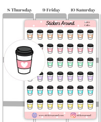 Coffee Cup Planner Sticker, Coffee Lover Sticker, Calendar and Journal Sticker