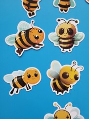 STICKERS x 10 Honey Bee Apiculture Beehive Cartoon Bees Vinyl Sticker B12C