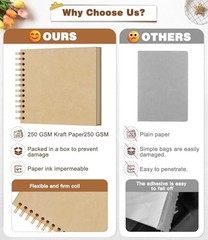 DIY Scrapbook Album 7×7 Kraft Hardcover 40 Pages Photo Memory Book Metallic Pen