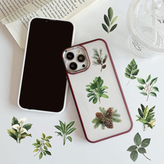 50-Piece Transparent Waterproof Greenery Plant Stickers for Scrapbooking, Journa