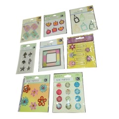 K&Company Scrapbooking Embellishments Lot 8 Packs Brads Metal Art Charms