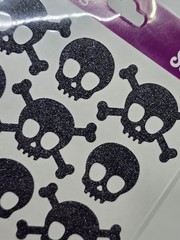 Black Glitter Skull Stickers Crossbones Scrapbooking Craft Lot NEW 21 PCS Sticko