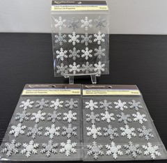 3 Recollections Glitter Snowflake Embellishment 16pc Stickers Silver White New