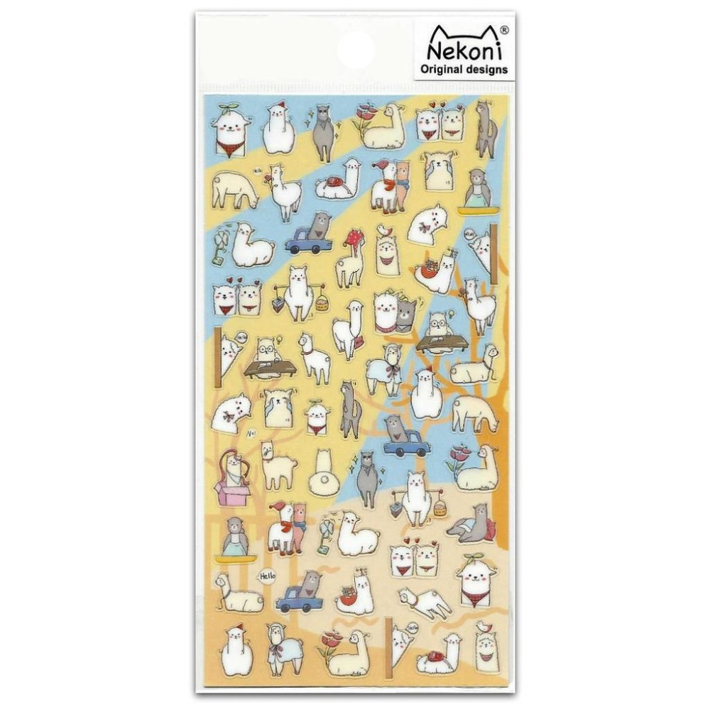 CUTE LLAMA STICKERS Fun Alpaca Animal Sticker Sheet Kawaii Kids Craft Scrapbook