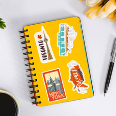 100Pcs World Travel Stickers Pack, Vacation Famous City Landmark Vinyl Travel
