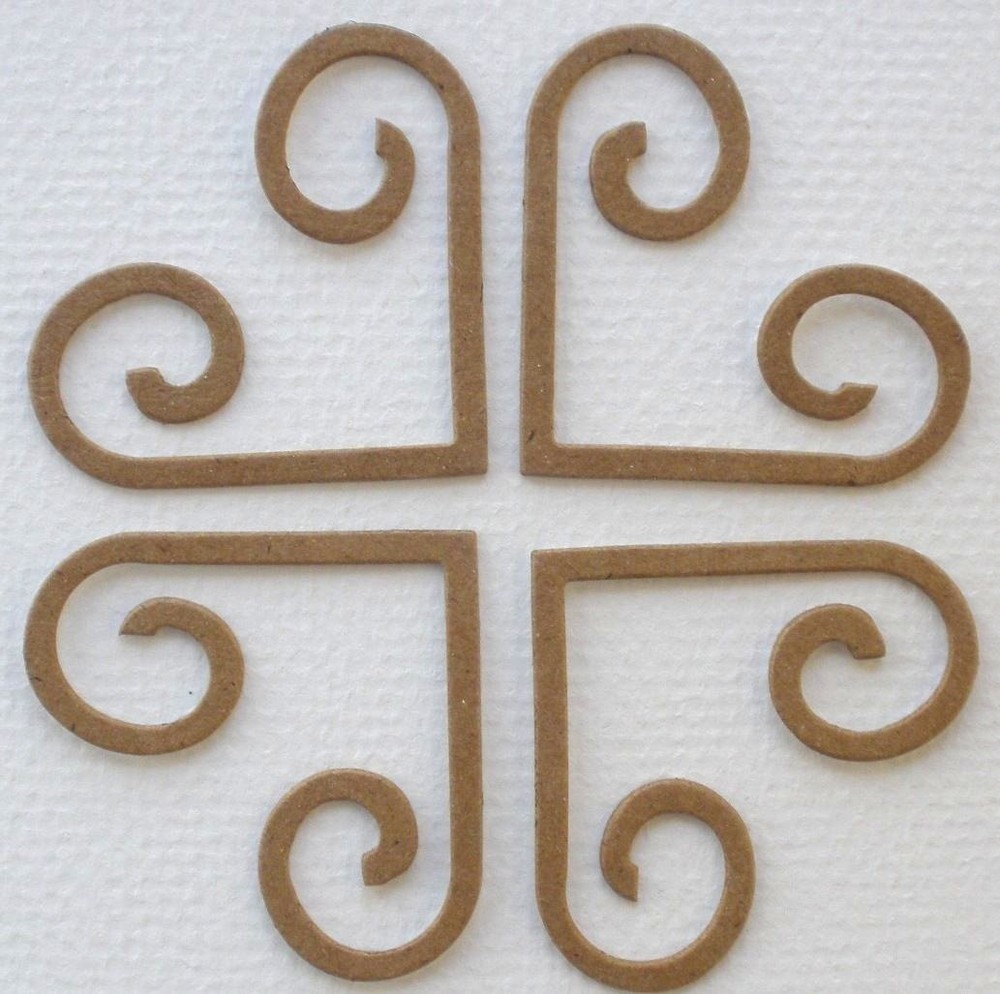 {6} MiNi SCROLL ACCENTS – Bare Flourish Chipboard Die Cuts – 2 1/4″