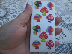 Sandylion Mushroom Stickers Fuzzy Flocked Vintage Psychedelic Groovy Hippy boho