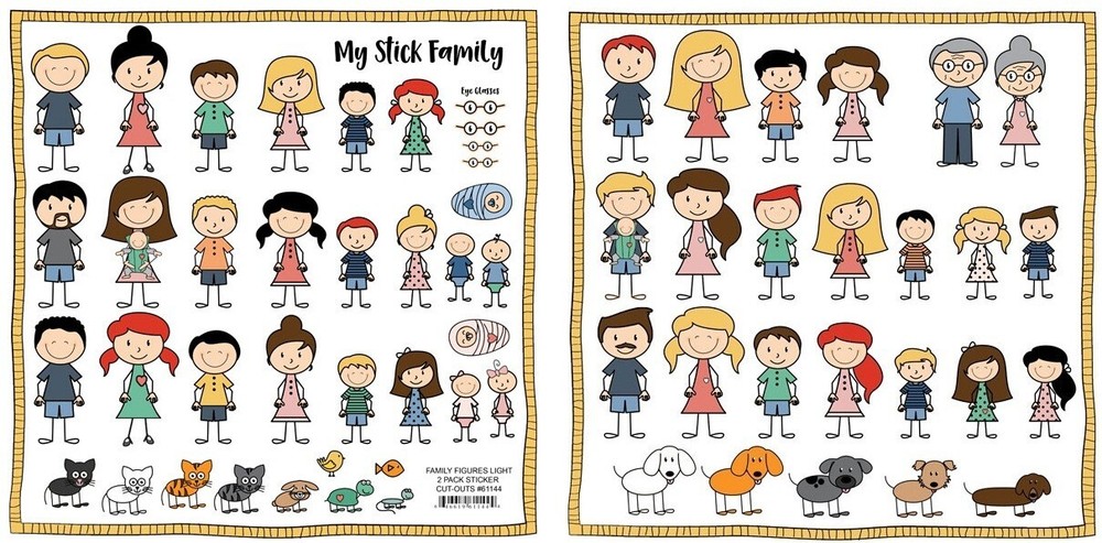 My Stick Family, Cut-Outs Sticker paper, 2/pk, 12 x 12″ -Scrapbook Customs 61144
