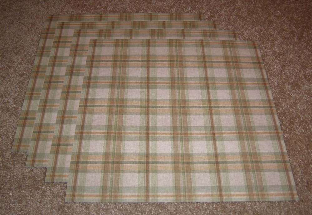 Rocky Mountain Scrapbook Single Sided Papers (4) ~ Beige/Light Green Plaid