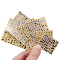 6 Sheets Small 0.18 inch Alphabet Number Mini Letters 4.5mm, Gold,silver