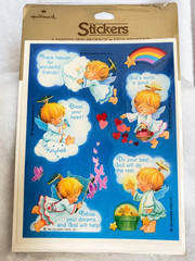 New Vintage 1984 Hallmark Angel Rainbow Clouds Hearts Religious Phrases Stickers