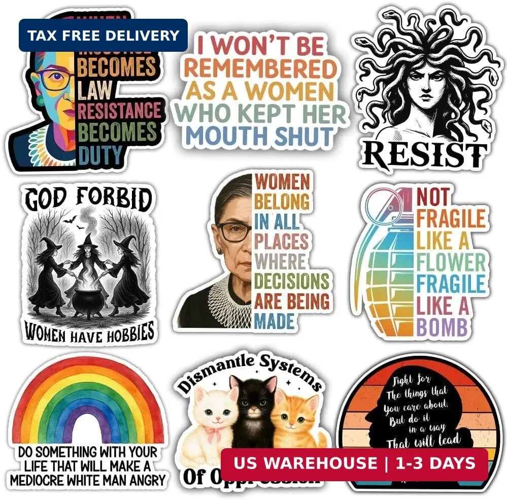 [9pcs 3»] Strong Women Affimation Feminist Sticker, Women Quote Stickers, RBG Q