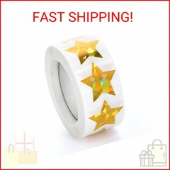 500 PCS Holographic Gold Star Stickers, 1 inch Self Adhesive Metallic Glitter Fo