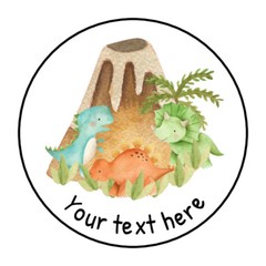 30 1.5″ PERSONALIZED DINOSAUR BIRTHDAY BABY SHOWER FAVOR LABELS ROUND STICKERS*