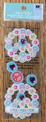 RARE Jolees Mini 3D Colorful Peace Signs W/Flowers Gem Hearts Scrapbook Stickers