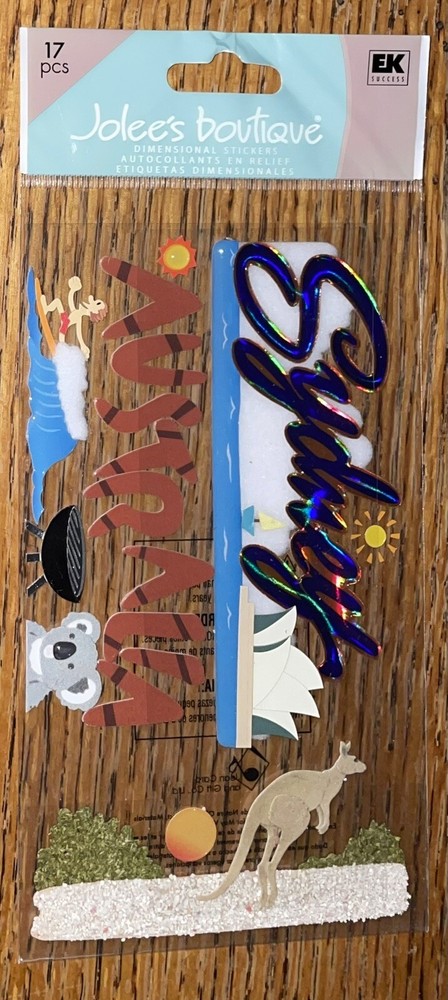 RARE Jolees Sydney Australia Koala Bear Surfing Kangaroo Beach Scrapbook Sticker