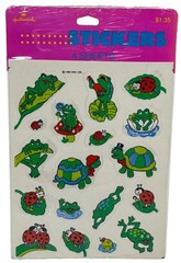 Vintage Hallmark Stickers Frogs Turtles Ladybugs New 4 Sheets 1990