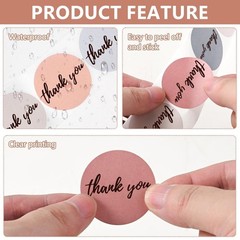 500 Pcs Thank You Stickers Roll, Morandi Boho 6 Colors with Bold Font, 1.5 In…
