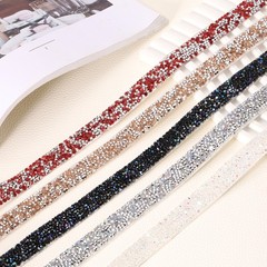 3/5 Inch x 1 Yard Crystal Rhinestone Sticker Ribbon Silver AB