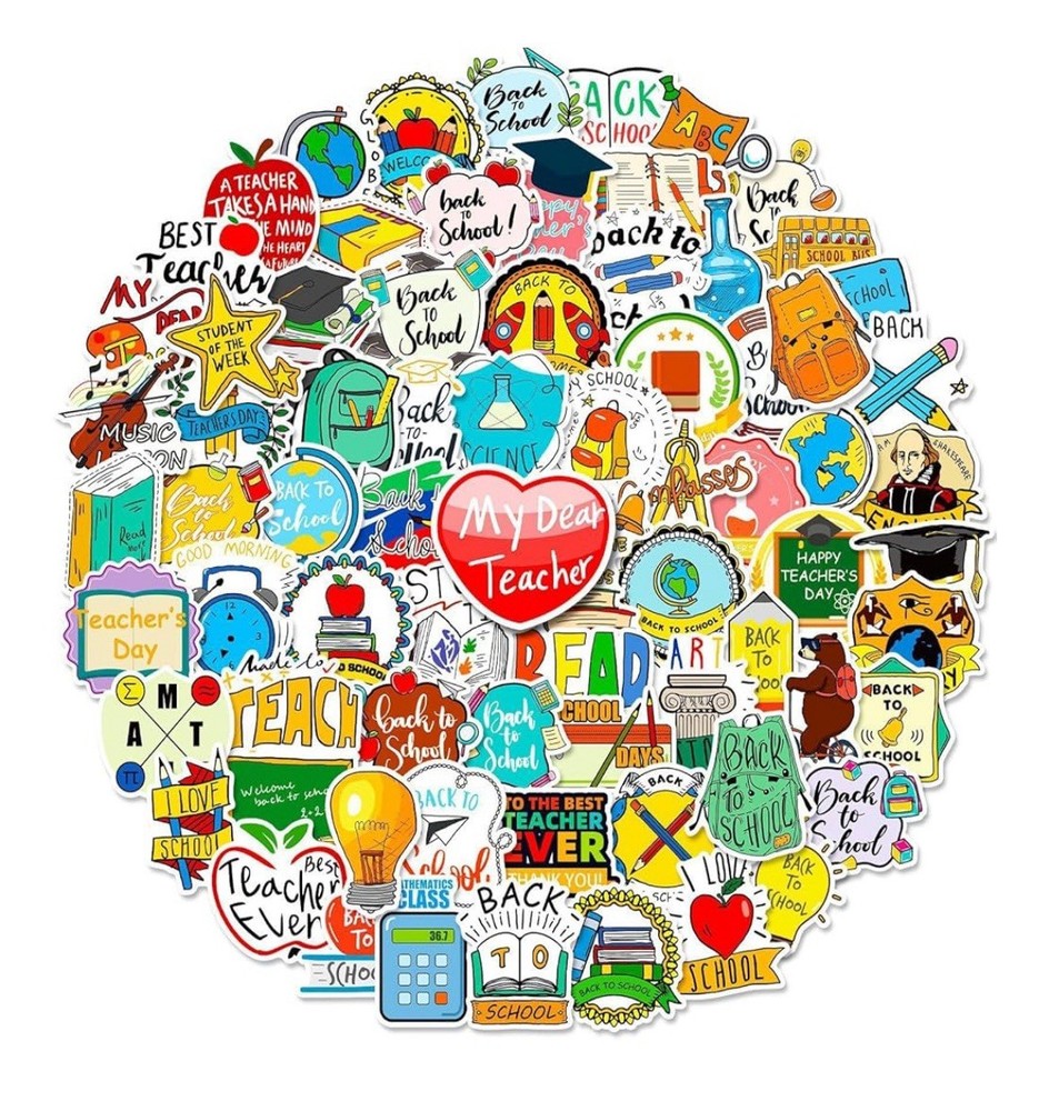 100pc Teacher Stickers Vinyl Waterproof Stickers For Students Classroom Rd Desc