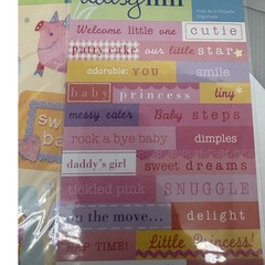 Daisy Hill Baby Stickers Scrapbooking Embellishments Words Animals New 3 Sheets