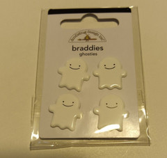 Crafts Doodlebug Brads Braddies Ghosties White Ghosts Smiling X 4