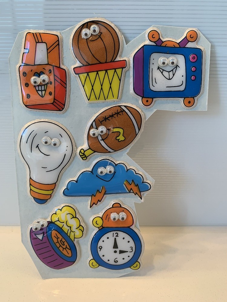 Vintage Russ Super Stick Ons Puffy Googly Eyes Stickers, Very Rare