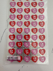 Sticko Autocollant Dimensional 50 PC Red/Pink Love Hearts w/Gems Scrapbooking