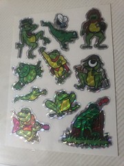 RARE…. Vintage Prism Vending Frogs Sticker Sheet 4×3 Inches