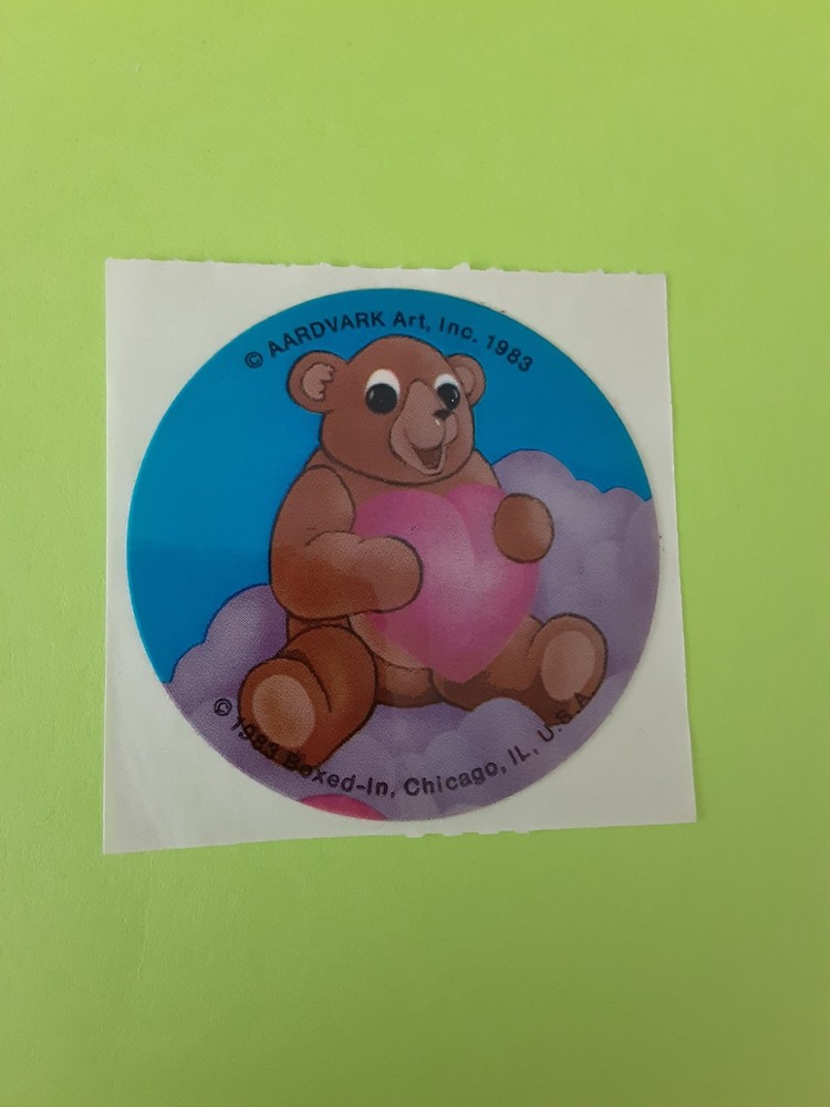 vintage 80s Boxed In teddy bear sticker module