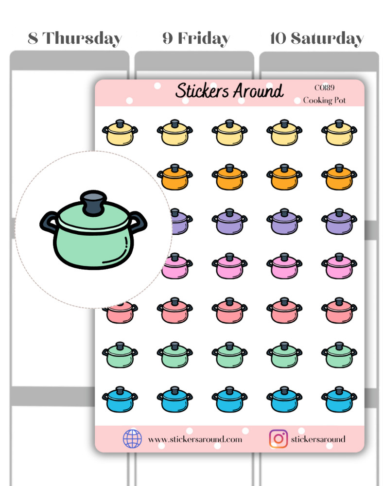 Cooking Pot Icon Planner Sticker, Cooking Sticker, Calendar & Journal Sticker
