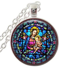 Maria and Baby Jesus Bezel Necklace 1