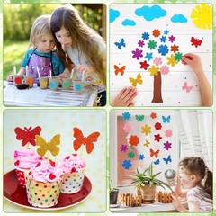 JULBEAR 300 Pieces Spring Glitter Flower Butterfly Foam Stickers Bulk Self-Ad…