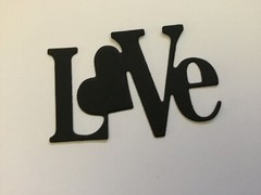 «Love» word die cut embellishments with heart Choose Color 6 pcs 1-1/2 x 2-1/2