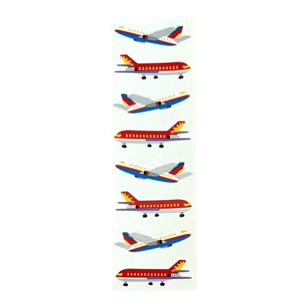Mrs. Grossman’s Stickers 1 Strip Passenger Airplane Jets Travel 1997