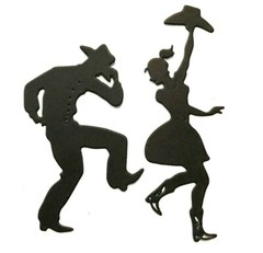 COWBOY & COWGIRL SQUARE DANCING «HOEDOWN!» SILHOUETTE DIE CUT / CUTS-9pcs