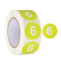 500Pcs/Roll Number 6 Stickers 1″ Round Coded Self-Adhesive Labels Grass, Green
